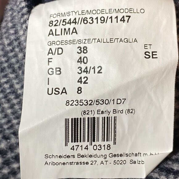 Schneiders of Salzburg Women's Reversible Alima Wool Coat Glen Plaid Navy Wht 8 - Picture 13 of 14